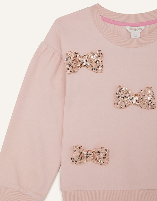 Sequin Bow Sweatshirt , Nude (NUDE), large