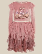 Sequin Christmas Tree Velvet Disco Dress, Pink (PINK), large