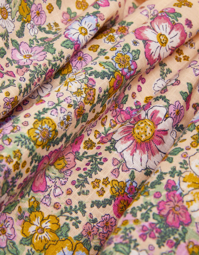 Frilly Floral Cotton Dress, Yellow (YELLOW), large