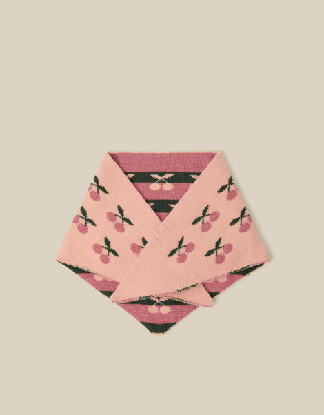 Cherry Knitted Triangle Scarf, , large