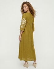 Raffya Arianna Embroidered Midi Dress, Yellow (YELLOW), large