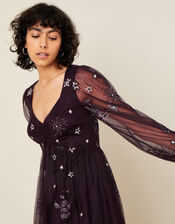 Tia Star Embellished Dress, Purple (PLUM), large