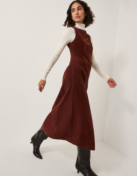 Rubi Sleeveless Scallop Midi Dress, Red (BURGUNDY), large