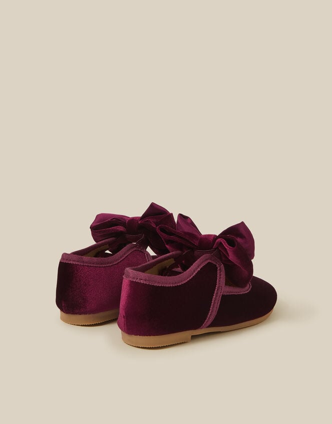 Baby Bow Velvet Walkers, Red (BURGUNDY), large