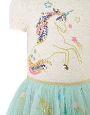 Sequin Unicorn Disco Dress, Blue (AQUA), large