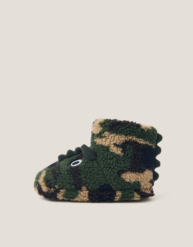 Dinosaur Camo Slipper Boots, Green (GREEN), large