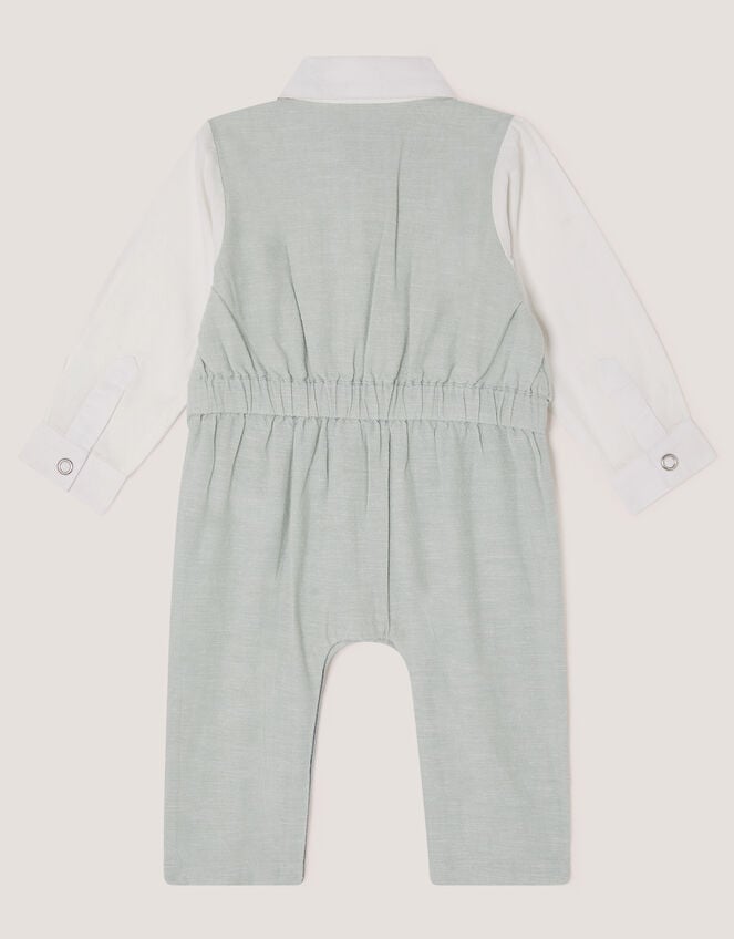 Newborn Arlo Waistcoat Romper, Green (SAGE), large