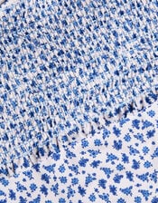 Ditsy Floral Smocked Swimsuit, Ivory (IVORY), large