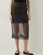 Shiloh Sheer Midi Skirt, Black (BLACK), large