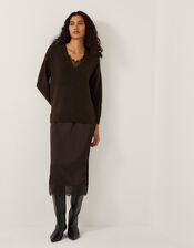 Fay Jumper Slip Dress, Brown (CHOCOLATE), large