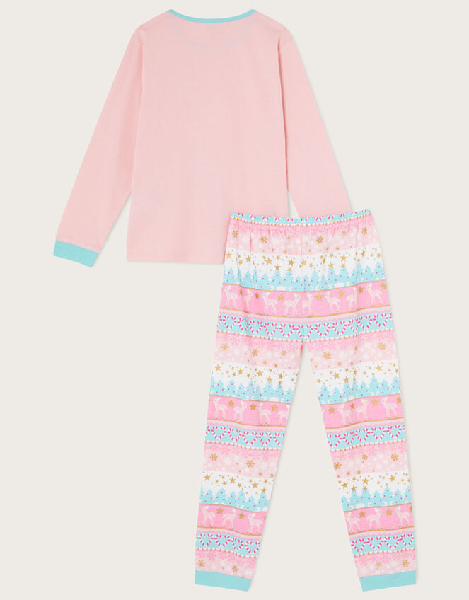 Christmas Sequin Reindeer Pyjama Set, Pink (PINK), large