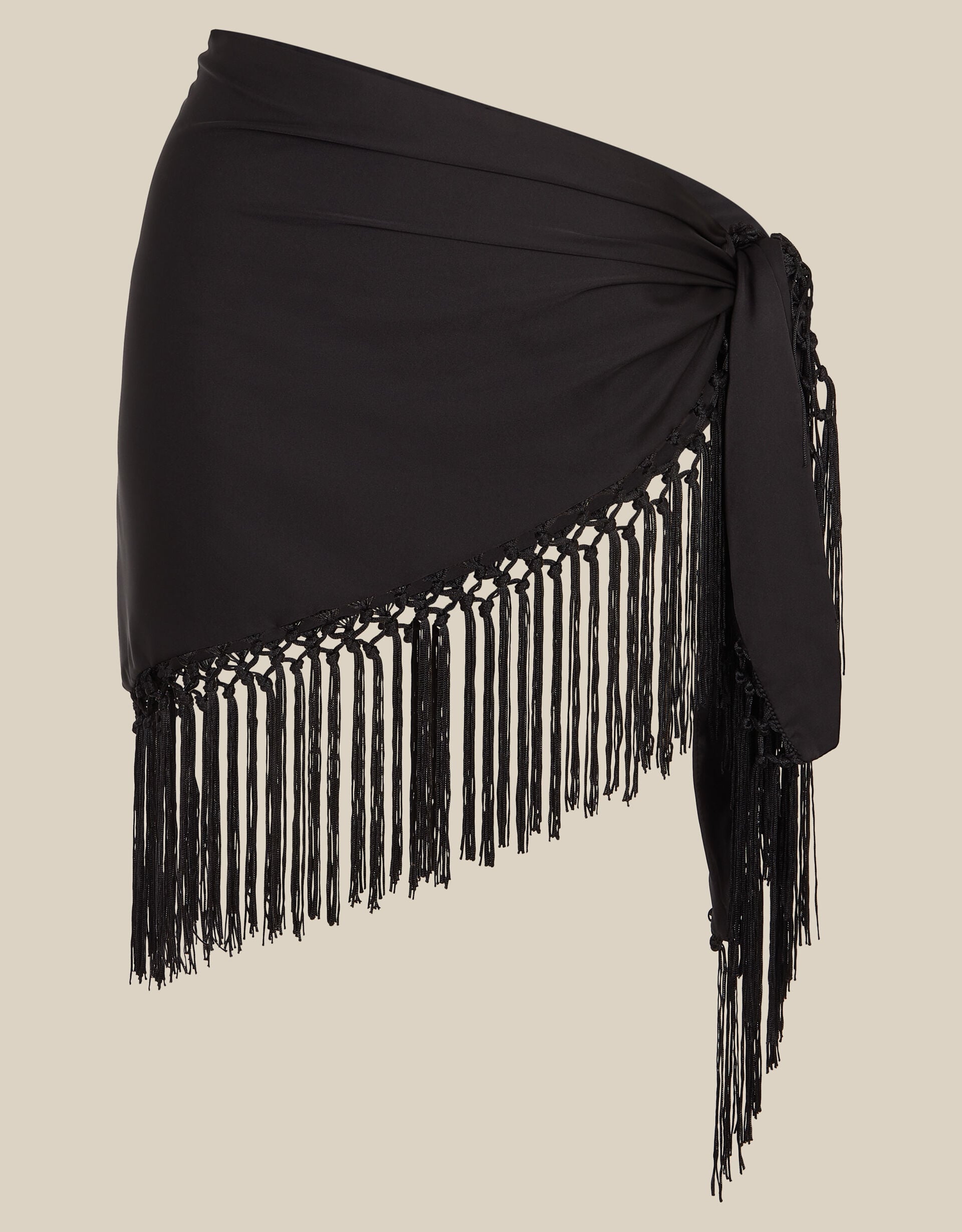 Deyla Satin Fringe Shawl, , large
