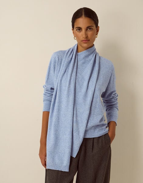 Shaw Scarf Knit Jumper, Blue (BLUE), large