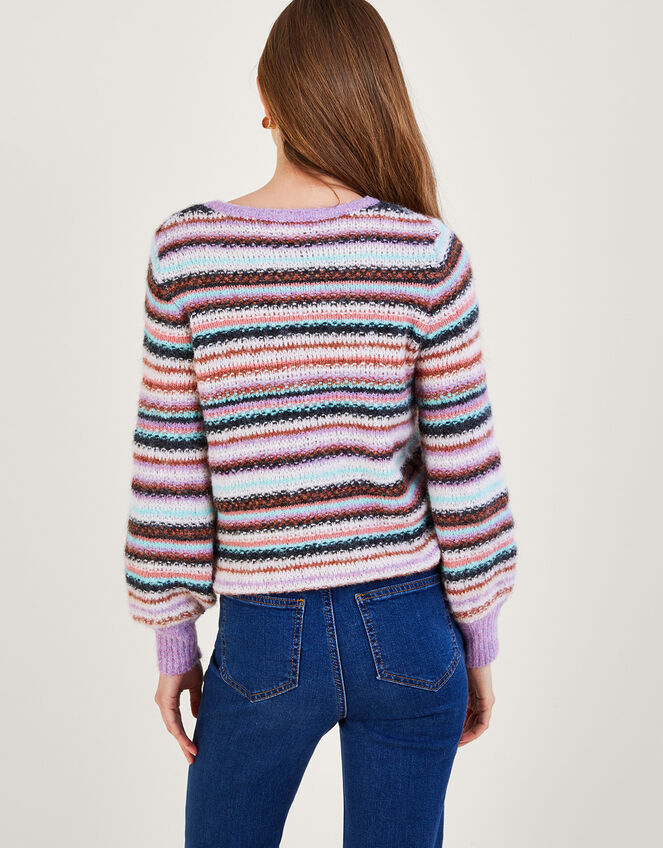 Stripe Sweater with Recycled Polyester, Purple (LILAC), large