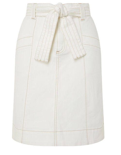 Belted Denim Skirt In Organic Cotton Natural Skirts Monsoon Global