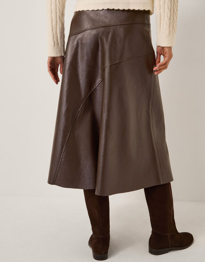 Marnie Faux Leather Midi Skirt, Brown (CHOCOLATE), large