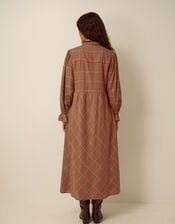 Shelly Neck Tie Check Midi Dress, Pink (PINK), large