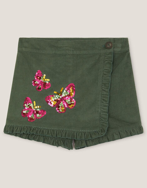 Sequin Butterfly Corduroy Skort, Green (GREEN), large