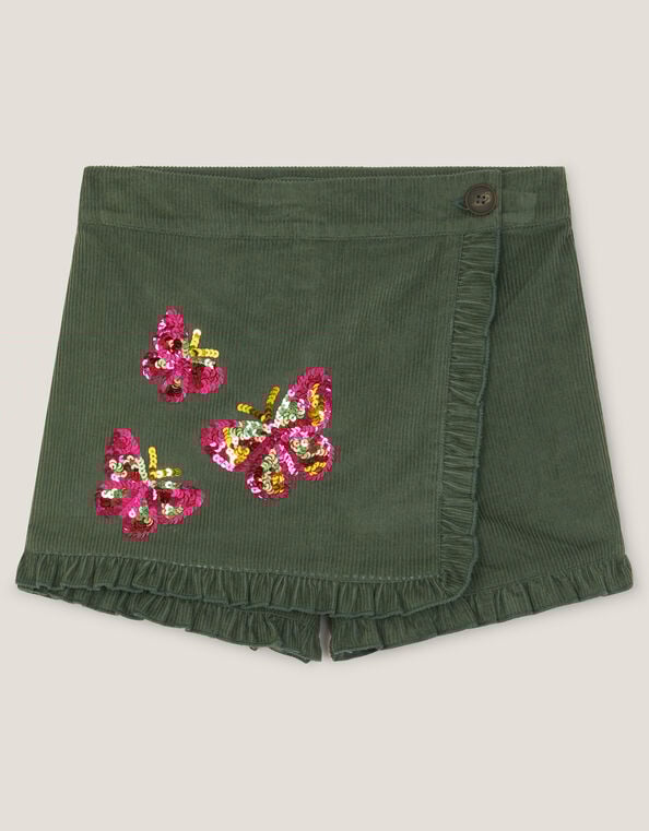Sequin Butterfly Corduroy Skort, Green (GREEN), large