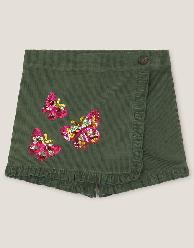 Sequin Butterfly Corduroy Skort, Green (GREEN), large
