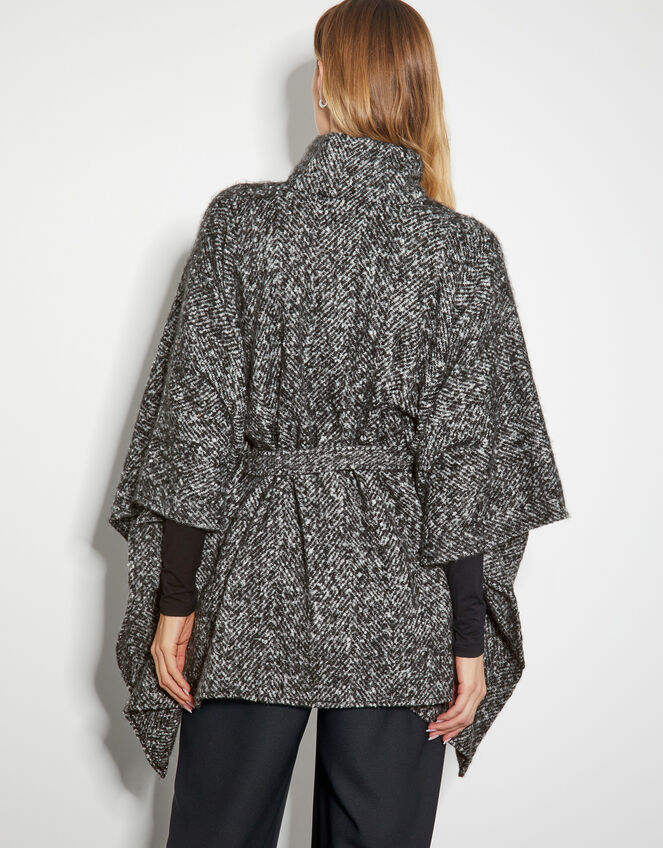 Kiri Belted Tweed Poncho Coat, , large