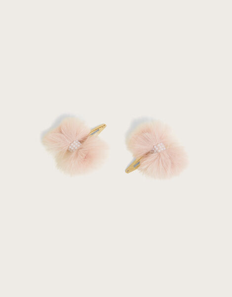 Fluffy Bow Hair Clips Set of Two, , large
