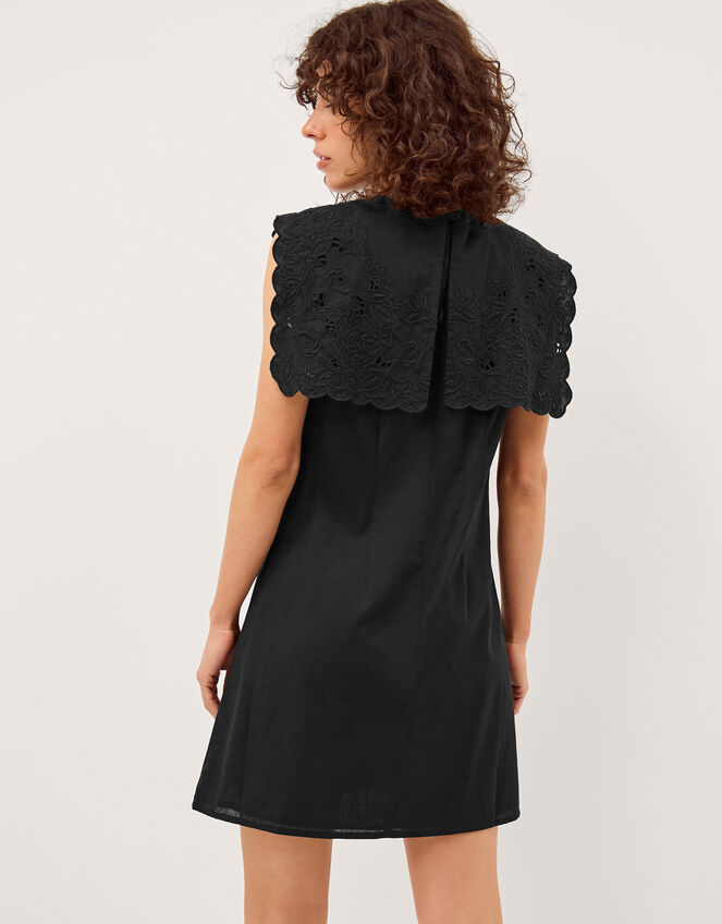 Lexi Embroidered Bib Mini Dress, Black (BLACK), large