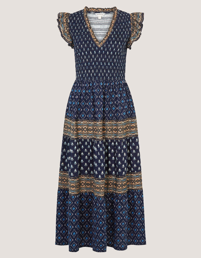 Amaya Print Jersey Maxi Dress, Blue (NAVY), large