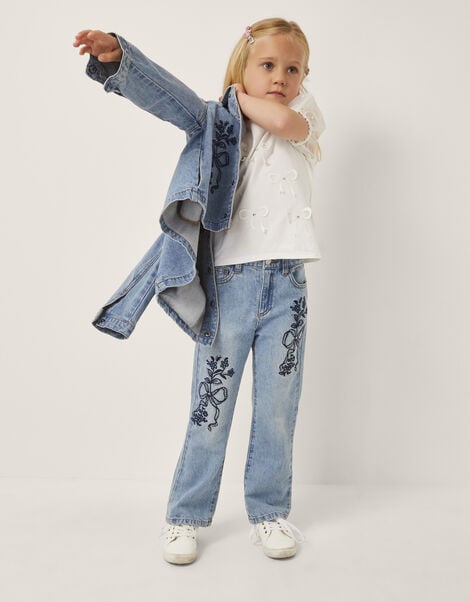 Bow Embroidered Jeans, Blue (BLUE), large