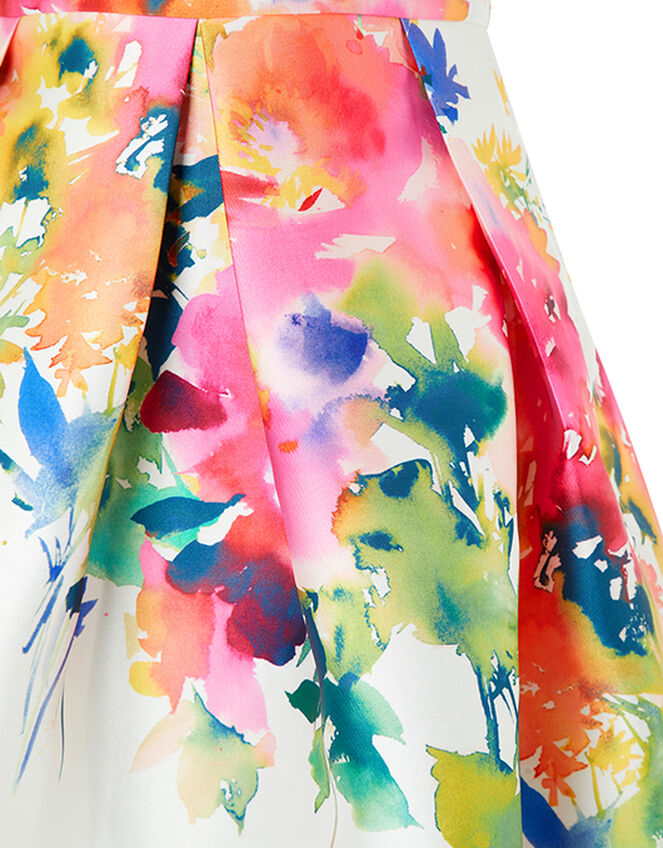 Rainbow Floral Occasion Dress, Ivory (IVORY), large