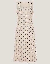 Isabel Polka Dot Midi Dress, Ivory (IVORY), large