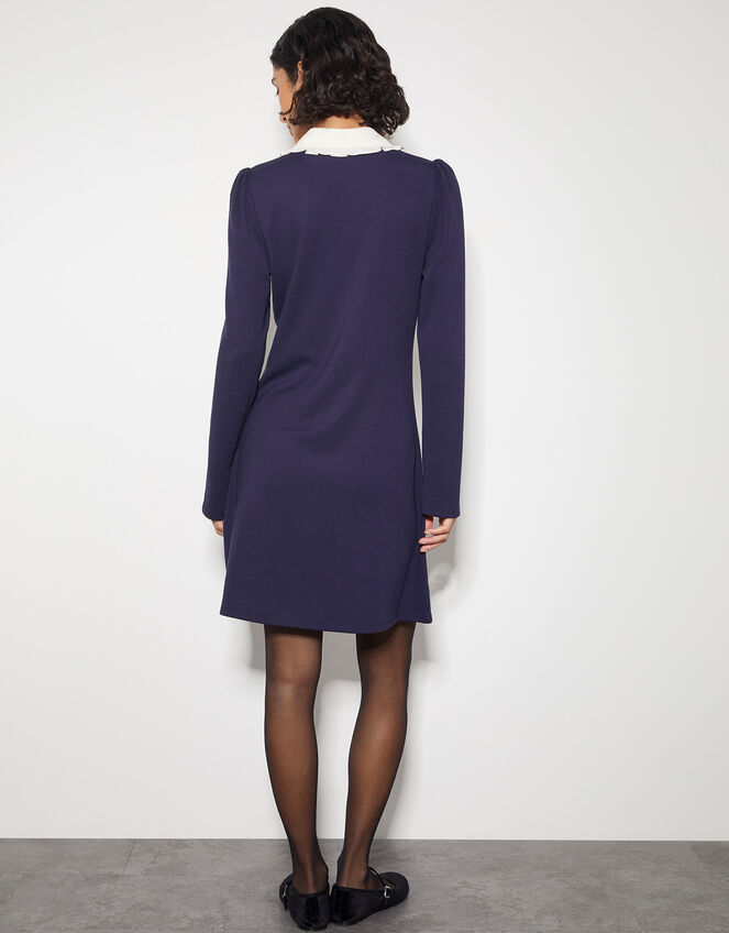 Penny Ponte Frill Collar Mini Dress, Blue (NAVY), large