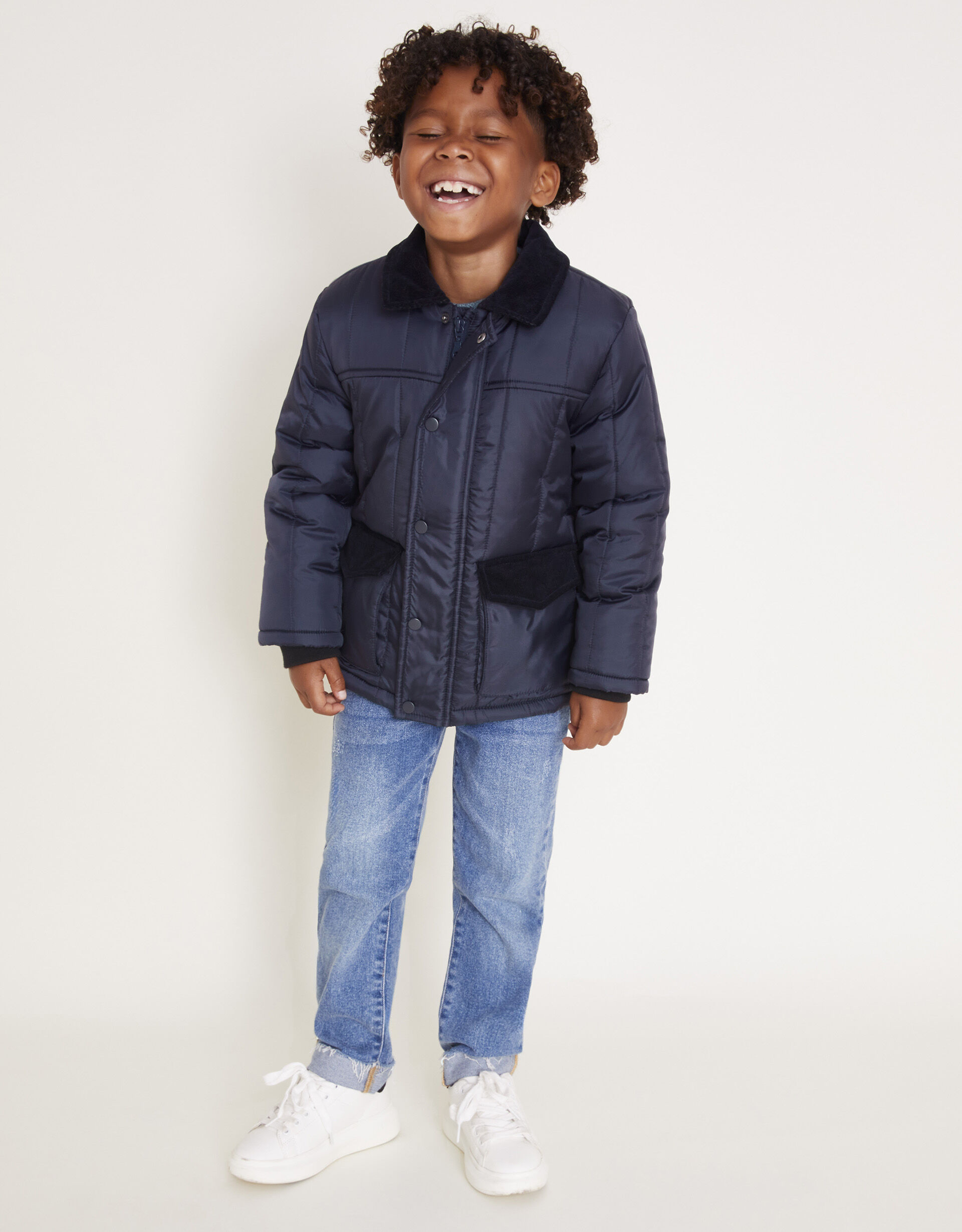 Corduroy Collar Quilted Jacket Blue Boys Coats Jackets Monsoon US