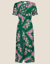 Candice Scarf Button Through Dress, Green (GREEN), large