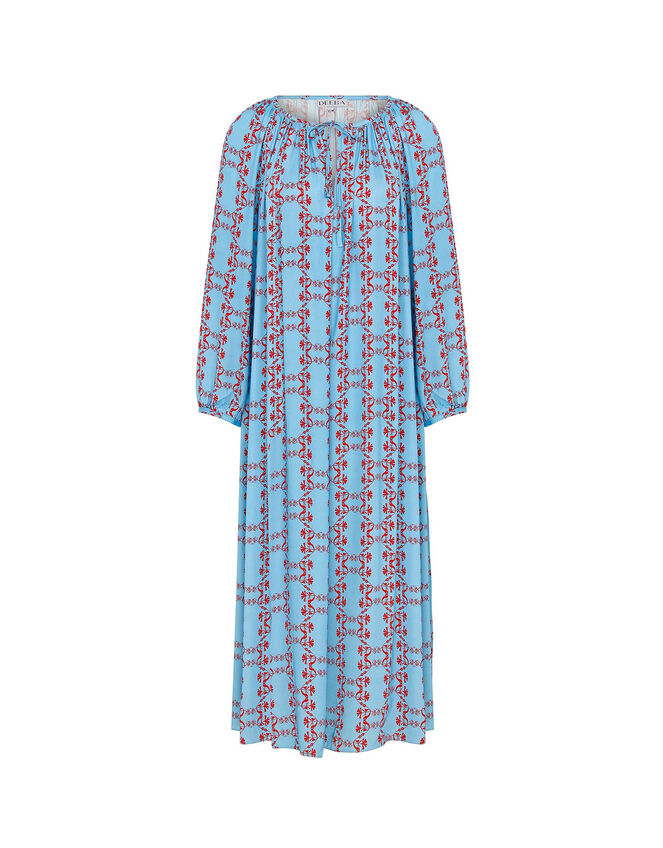 DEEBA Oozie Print Dress, Blue (BLUE), large