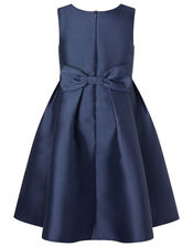 Corsage Belt Hi-Low Dress, Blue (NAVY), large