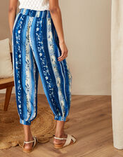 Multi Stripe Print Harem Trousers in LENZING™ ECOVERO™ , Blue (BLUE), large