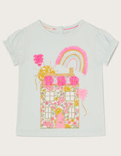 Baby House Print Embroidered T-Shirt, Blue (AQUA), large