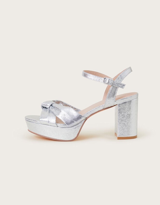 Twist Knot Platform Heels, Silver (SILVER), large