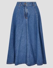 Sara Denim A-Line Midi Skirt, Blue (DENIM BLUE), large