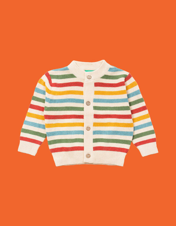Little Green Radicals From One to Another Rainbow Stripe Cardigan Multi, Multi (MULTI), large