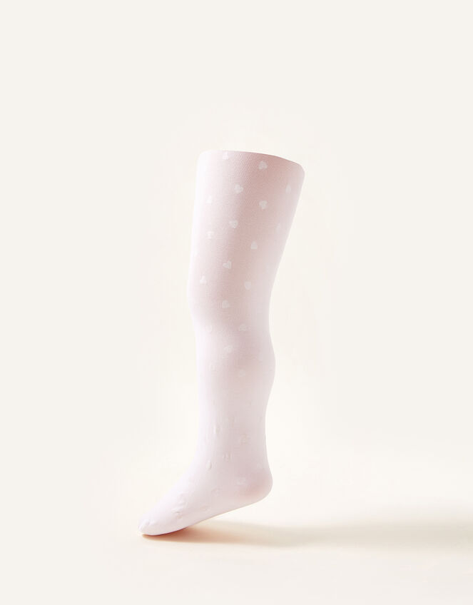 Glitter Heart Tights, White (WHITE), large