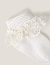 Baby Flower Lace Socks, White (WHITE), large