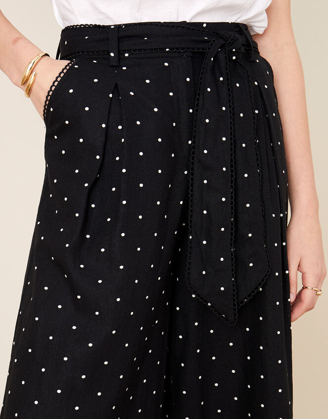 Pindot Scallop Crop Trousers, Black (BLACK), large