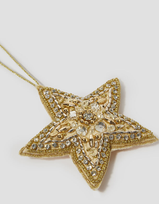 Embellished Star Christmas Tree Decoration, Gold (GOLD), large
