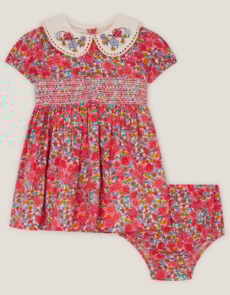 Baby Floral Puff Sleeve Dress & Knickers Set, Pink (PINK), large