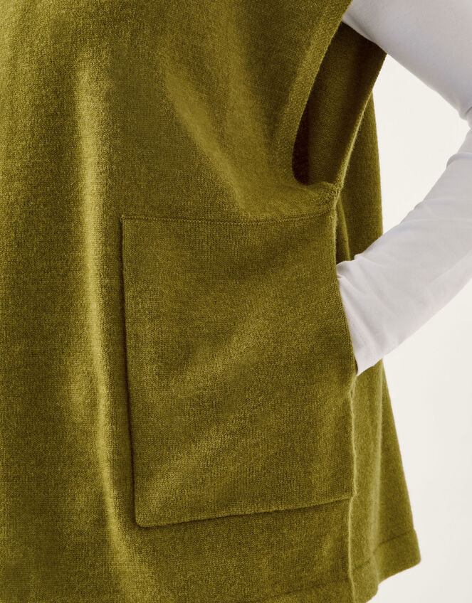 Double Breasted Knit Poncho Vest, Green (OLIVE), large