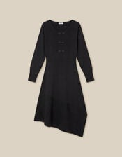 Floy Frogging Asymmetrical Knitted Midi Dress, Black (BLACK), large