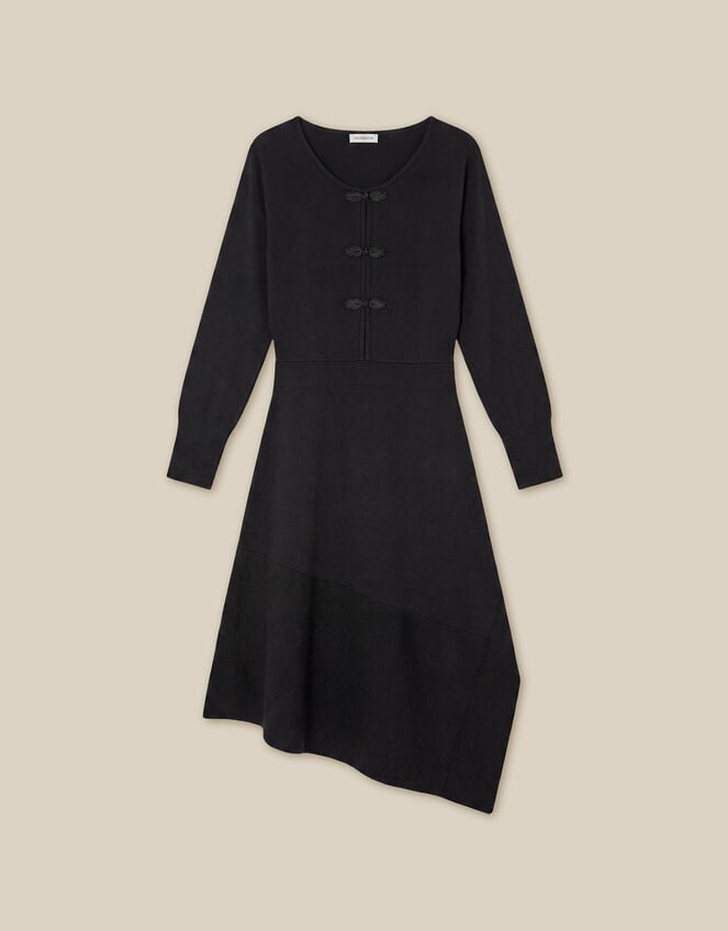 Floy Frogging Asymmetrical Knitted Midi Dress, Black (BLACK), large