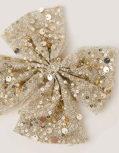 Embellished Bow Hair Clip, Gold (GOLD), large